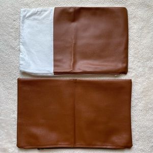 Woven Nook Faux Leather Pillow Covers Lumbar 12”x20”